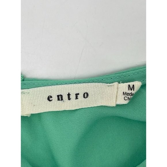 Entro  Women's Long Sleeve Mint Green Boho Crochet Back Shirt Top Blouse Medium - Picture 7 of 10